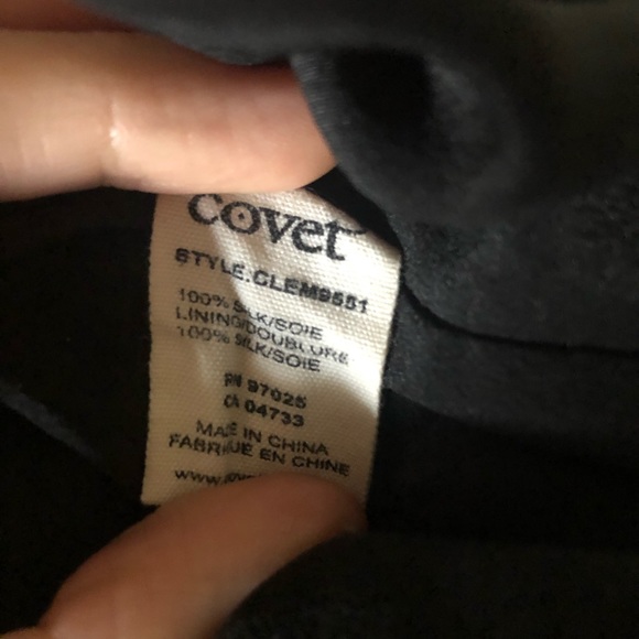 Covet silk dress hi low style flowy black floral - Picture 7 of 9